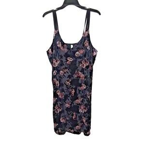 Xhilaration Black Floral Velvet Burnout Slip Dress‎ Sz 1X Lined Whimsigoth Fairy